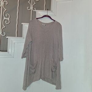 LOGO by Lori Goldstein Light Gray Tunic with Pockets